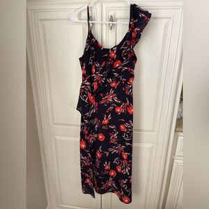Lush One-Shoulder Floral Ruffle Midi Dress | Size M